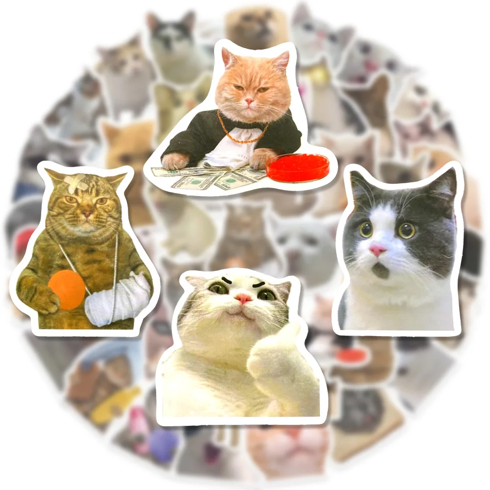 10/30/50Pcs Kawaii Cat Funy Expression Graffiti Sticker Suitcases Laptops Mobile Phones Water Cup Kids Toys Decorative Stickers