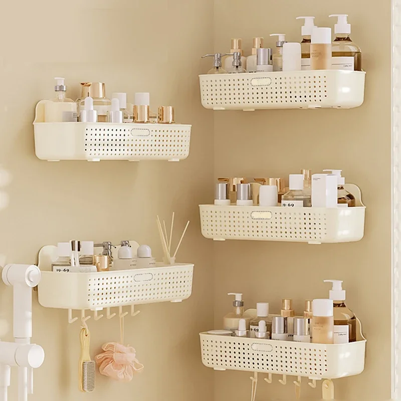 Bathroom Home Storage Shelf Toilet Storage Cabinet Drain Rack Punch Free Wall Mounted Shower Cosmetics Dressing Organizer Shelve 2