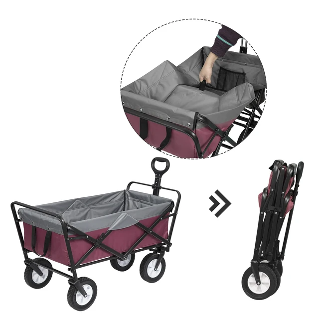 Összecsukható Kerti Kocsi Kosár Kemping Bevásárló Tengerparti Szerszám Kézi Szállítási 4 Kerekes Terhelés 80 Kg - Image 5