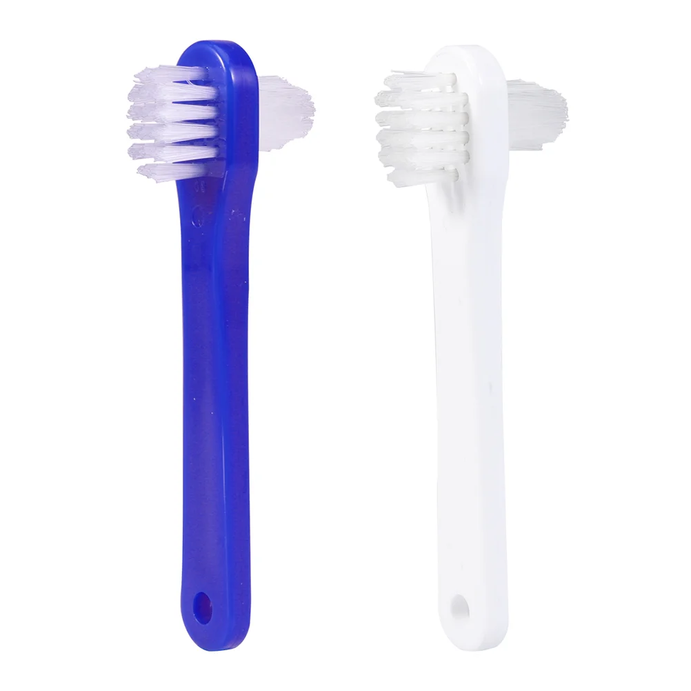 

4 Pcs Double Headed Toothbrush False Teeth Cleaner Denture Cleaning Toothbrushes Sided
