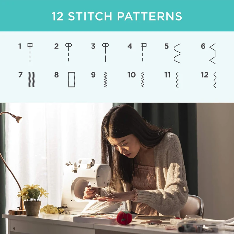 CREALITY Mini Machine à Coudre électrique 725, 12 Points, Avec Table D