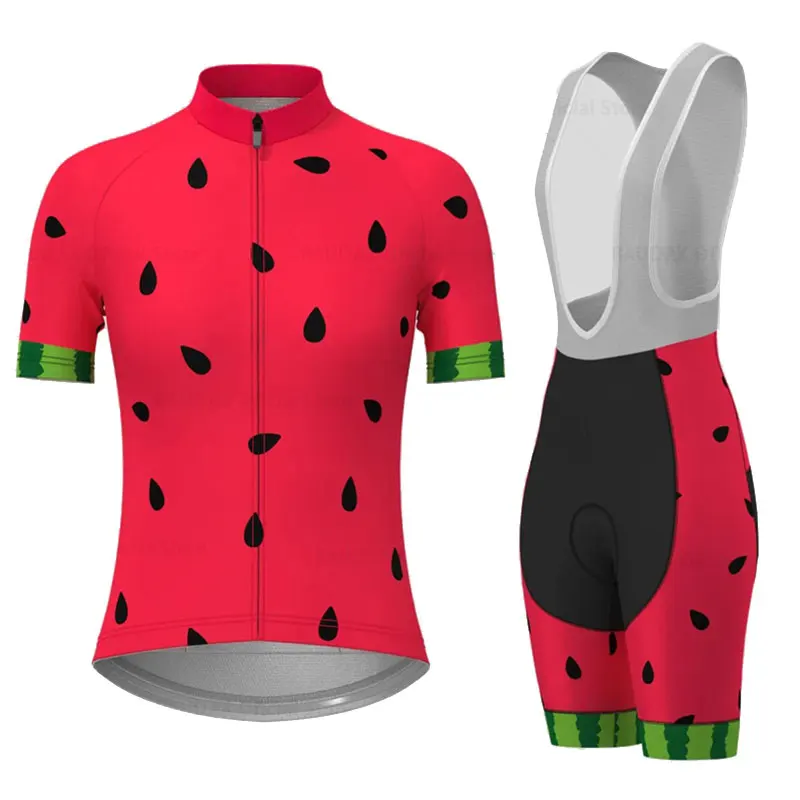 Watermelon Pink Women's Cycling Kit Summer Short Sleeve Cycling Jersey Breathable Anti-UV Woman Jersey Maillot Ciclismo Mujer 2