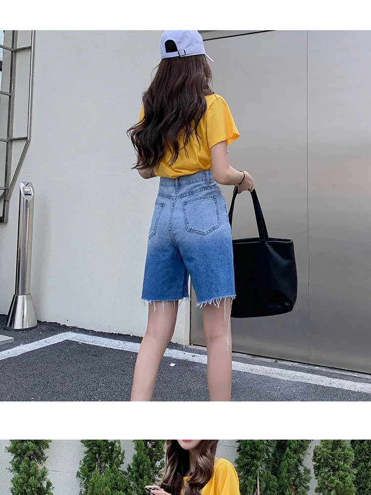 nike pro shorts Chic Casual Summer Denim Shorts for Women High Waist Loose Pockets Female Straight Jeans Shorts 2022 Streetwear V412a gymshark shorts
