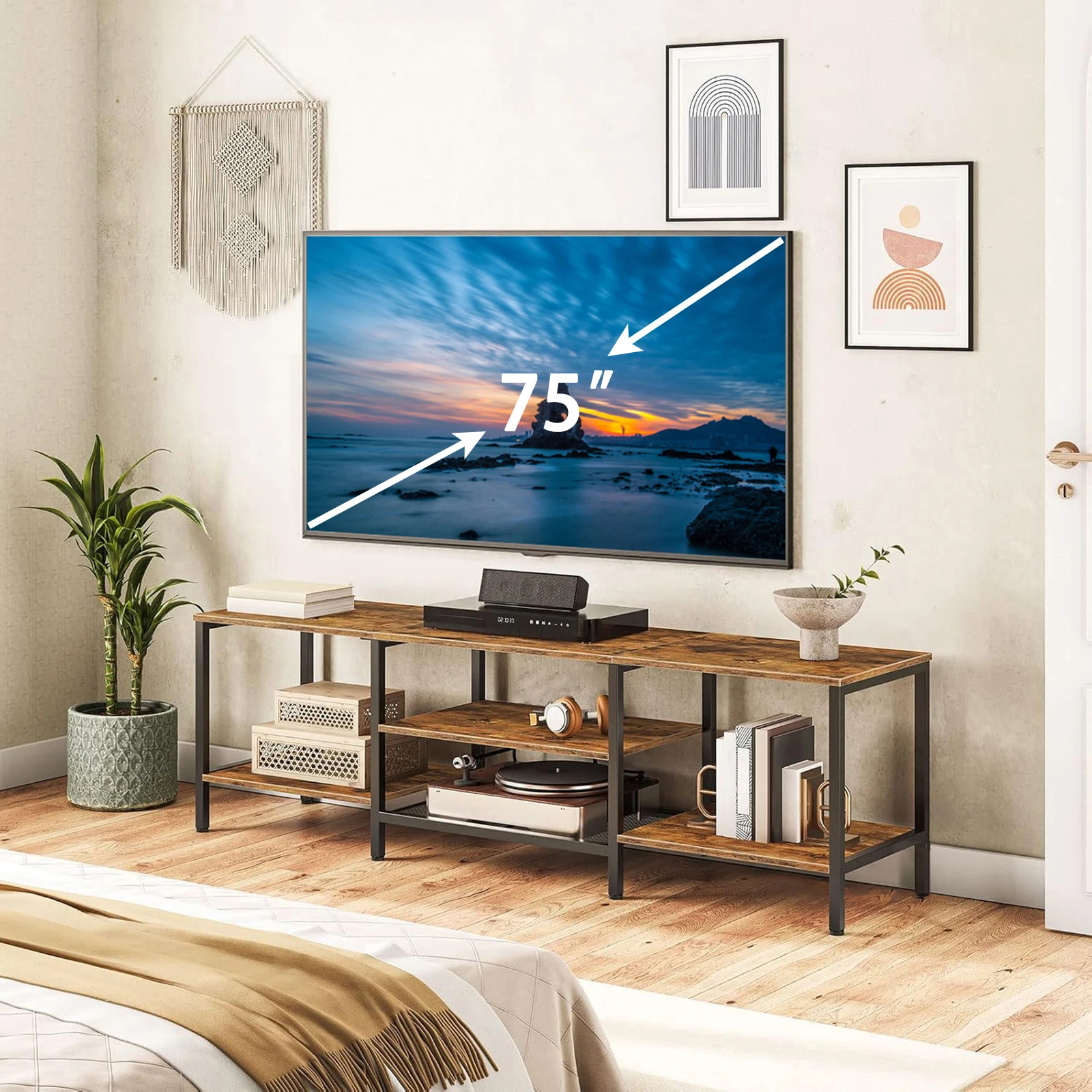 TV table from Annefish, pull-out TV cabinet, storage cabinets for the living room with open storage shelves