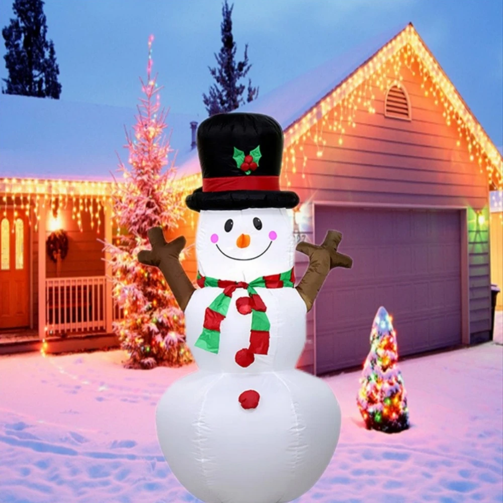 

1.6m New Christmas Inflatable Balloon Air Model Led Lights Christmas Inflatable Tree Snowman With Hat Garden Decoration Party