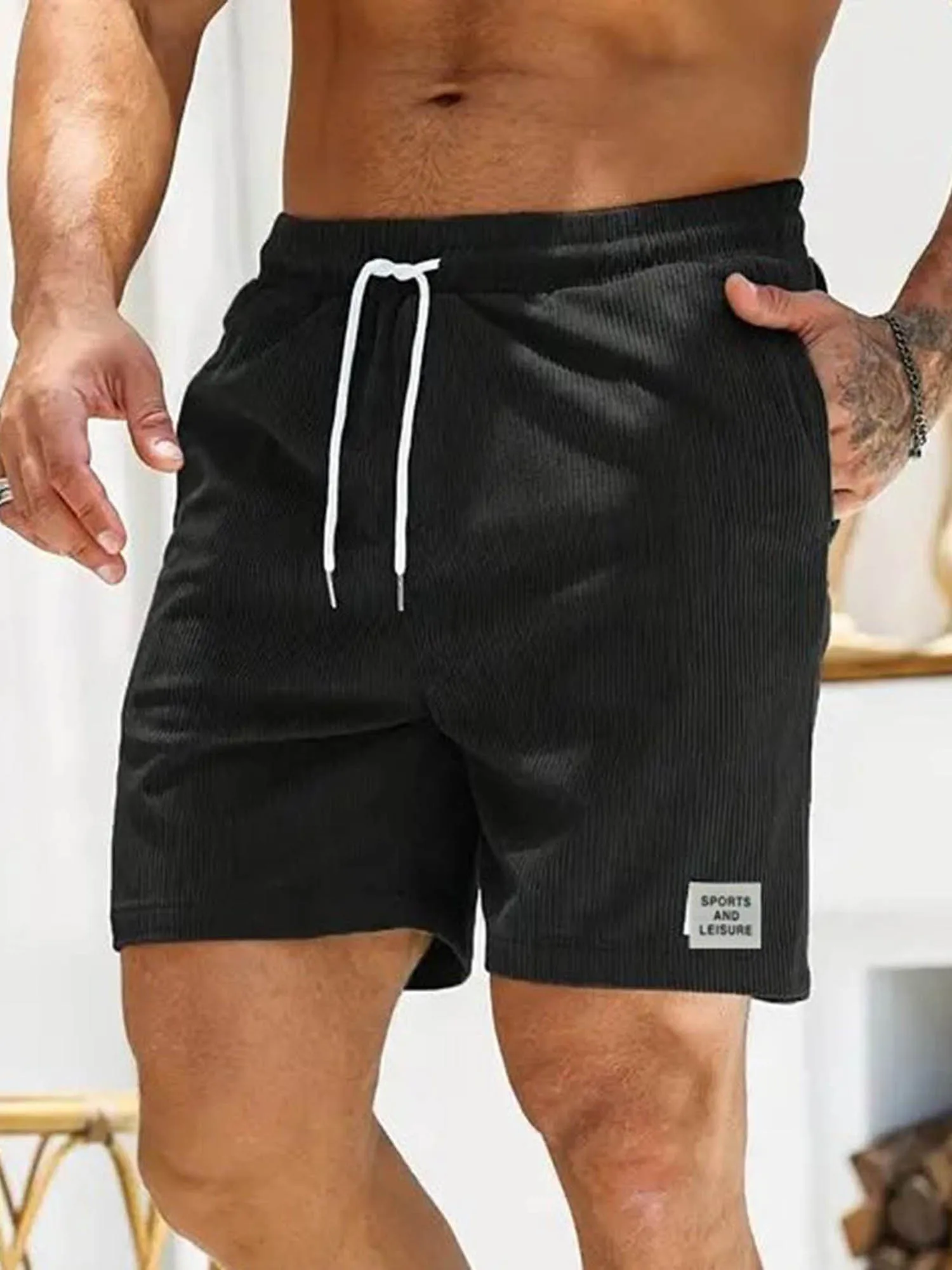 Men s Cotton Cargo Shorts Casual Loose Fit Multi-Pocket Outdoor Hiking Shorts with Drawstring Waistband