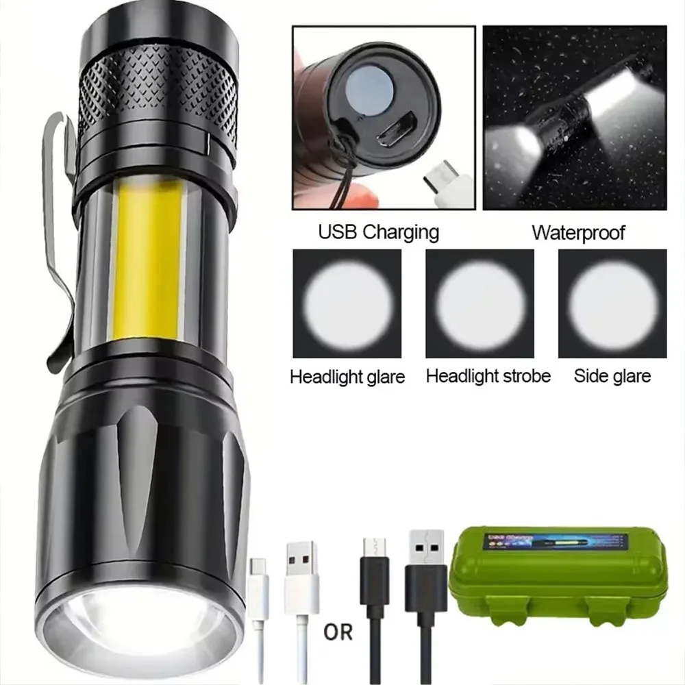 Mini LED Flashlight USB Rechargeable Zoomable Torch High Power Portable Spotlights Waterproof Long Range Outdoor Camping Lantern led flashlight camping lamp