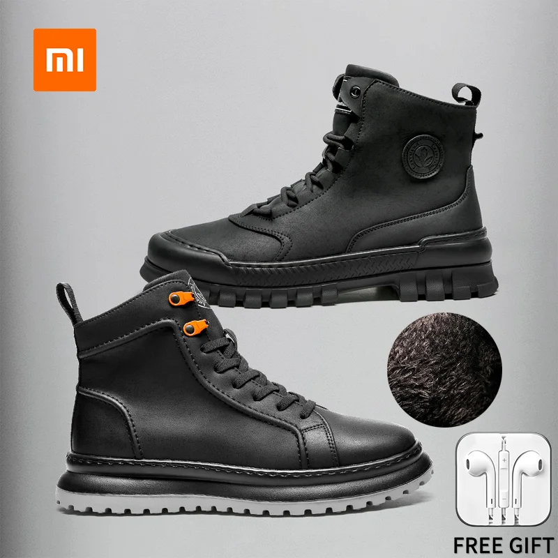 

Xiaomi Youpin Genuine Leather Plush Keep Warm Increase Winter Boots Casual High Top Shoes for Men Bacteriostasis Perspiration