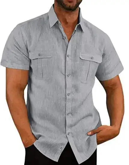 Camisa CASAMODA Para Hombre Manga Corta - Cuello Kent, Algodón Puro, Comodidad Total, Color Blanco, Talla 45