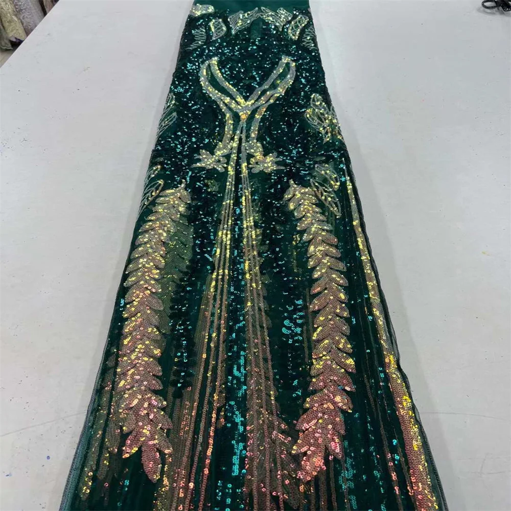 

Latest African Sequins Laces Fabric 2023 5 Yards High Quality French Nigerian Tulle Lace Fabric For Wedding Party Dresses ZX1409
