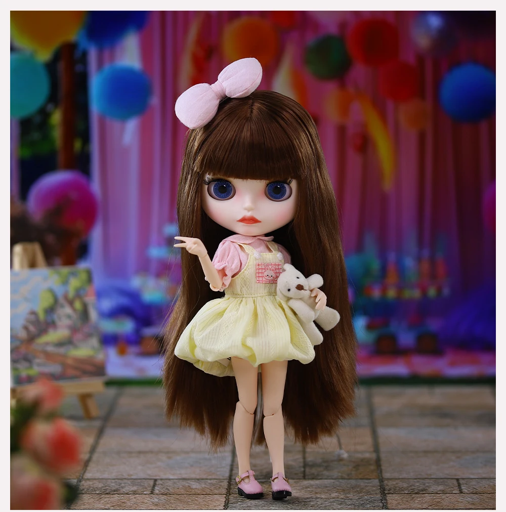 Honey – Premium Custom Neo Blythe Doll with Brown Hair, White Skin & Matte Cute Face 15