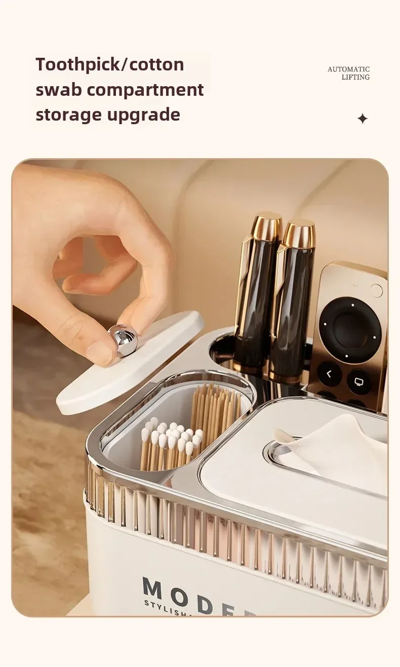 Papierhandtuchbox, multifunktional, kreativ, für Zuhause, Wohnzimmer, Desktop, Fernbedienung, Aufbewahrungsschublade – Detail 4