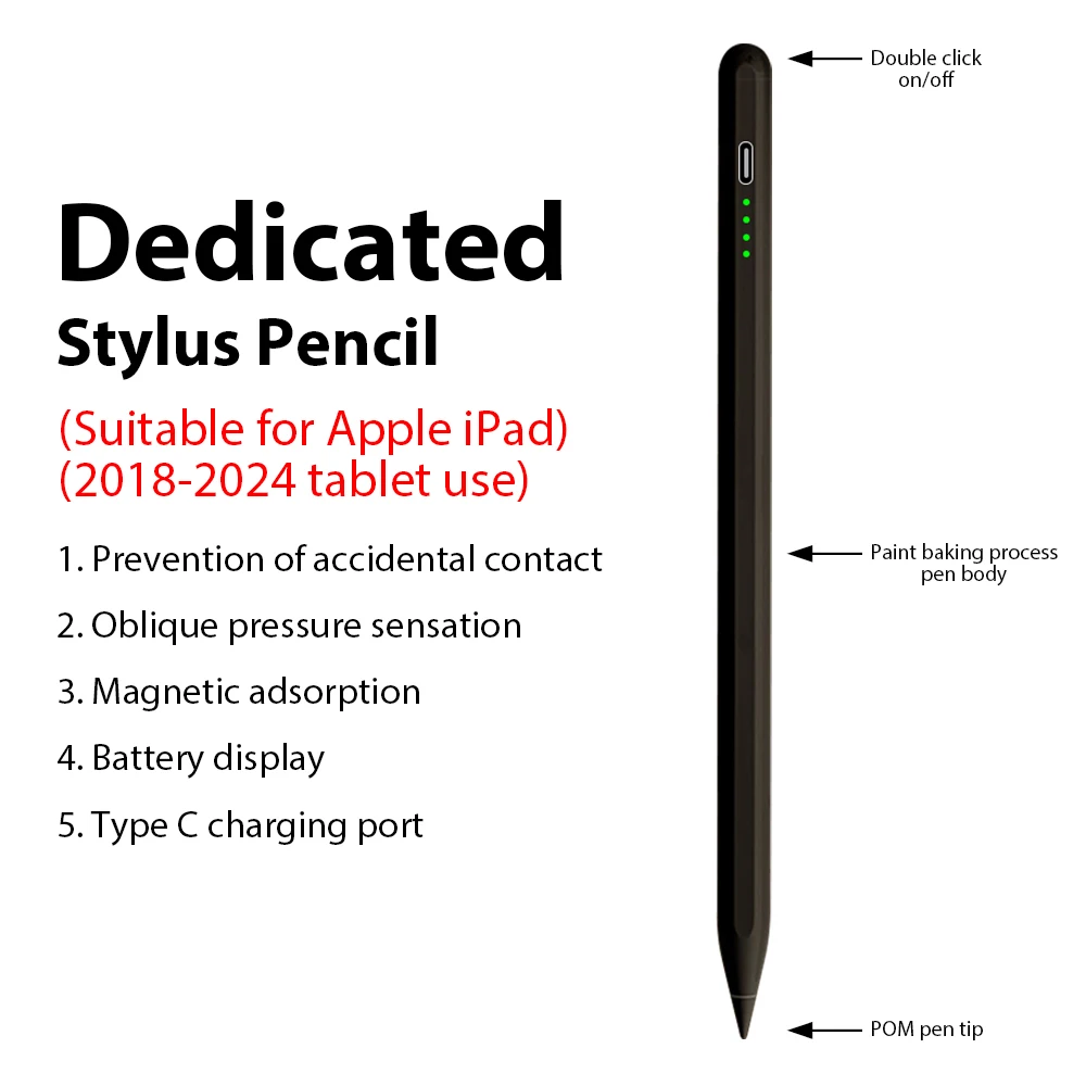 Penna Stilo Touch Screen Ricaricabile Per IPad | Inclinazione E Rifiuto Palmo | Compatibile Con IPad Pro 11/12.9, IPad Mini, Air | Corpo Alluminio Blu