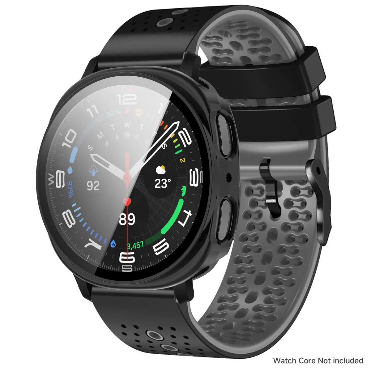 Two-Tone Silicone Strap with Glass Protective Case and Tempered Film