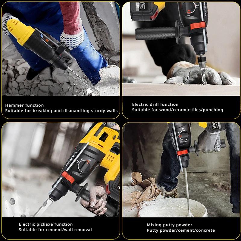 Brushless Lithium Battery Rechargeable Electric Hammer Impact Drill Multifunctional Wireless Electric Hammer Electric Tool 5