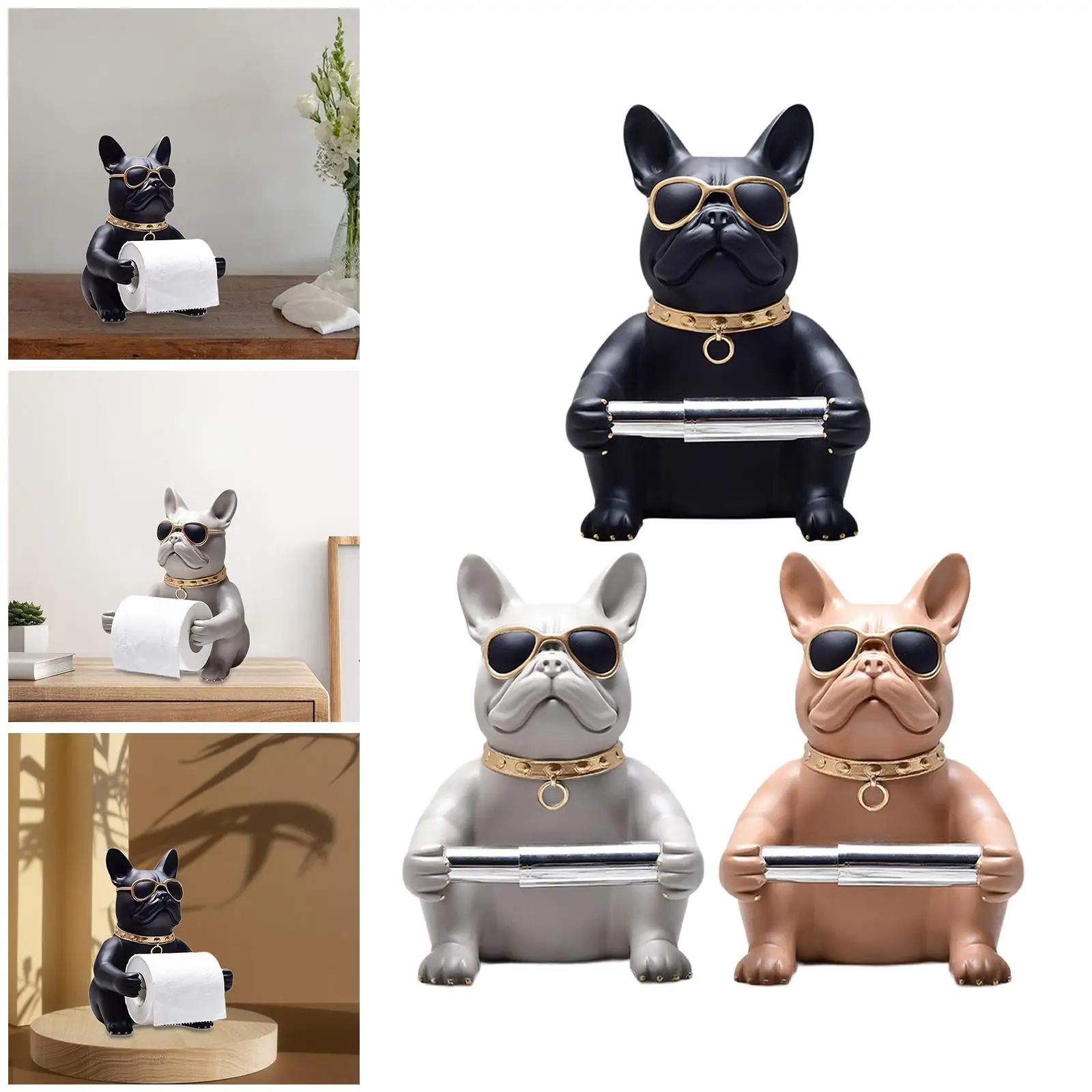 Toilet Paper Holder Decor Puppy Figurine Tissue Paper Roll Dispenser for Bathroom Storage Countertops Toilet Restaurant Home