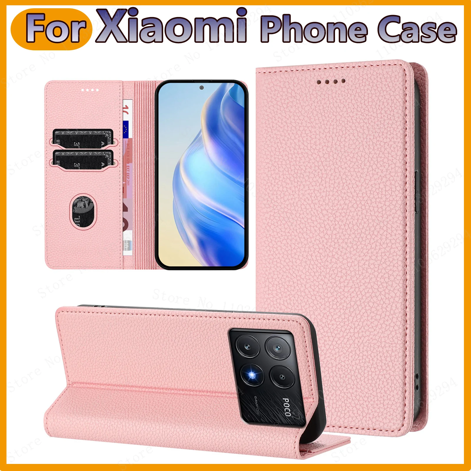 Flip Case For Xiaomi Poco X6,X5,X4,X3,X7,F6,F5,F4,F3,M7,M6,M5,M4,M3,M2,C55 Card holder Magnetic Leather Wallet Satnd Phone Cover