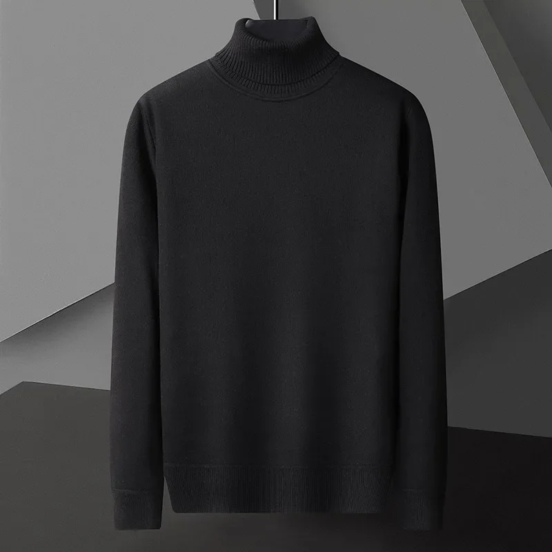 Men's Casual Slim Fit Basic Tops Long Sleeve Knitted Streetwear Lightweight Turtleneck Pullover Sweater Solid Color Sweater Men 2