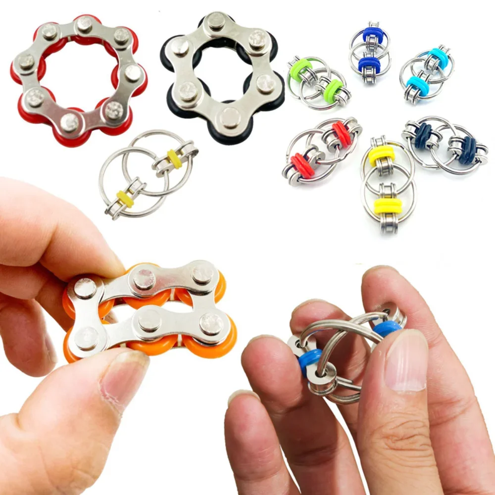 Sensory Fidget Toy Anti Stress Toy Fidget Toy Finger Sensory Toy Creative Antistress Metal Decompression Chain Fidget Toys For Autism ADHD Stress Relief Kids Adult