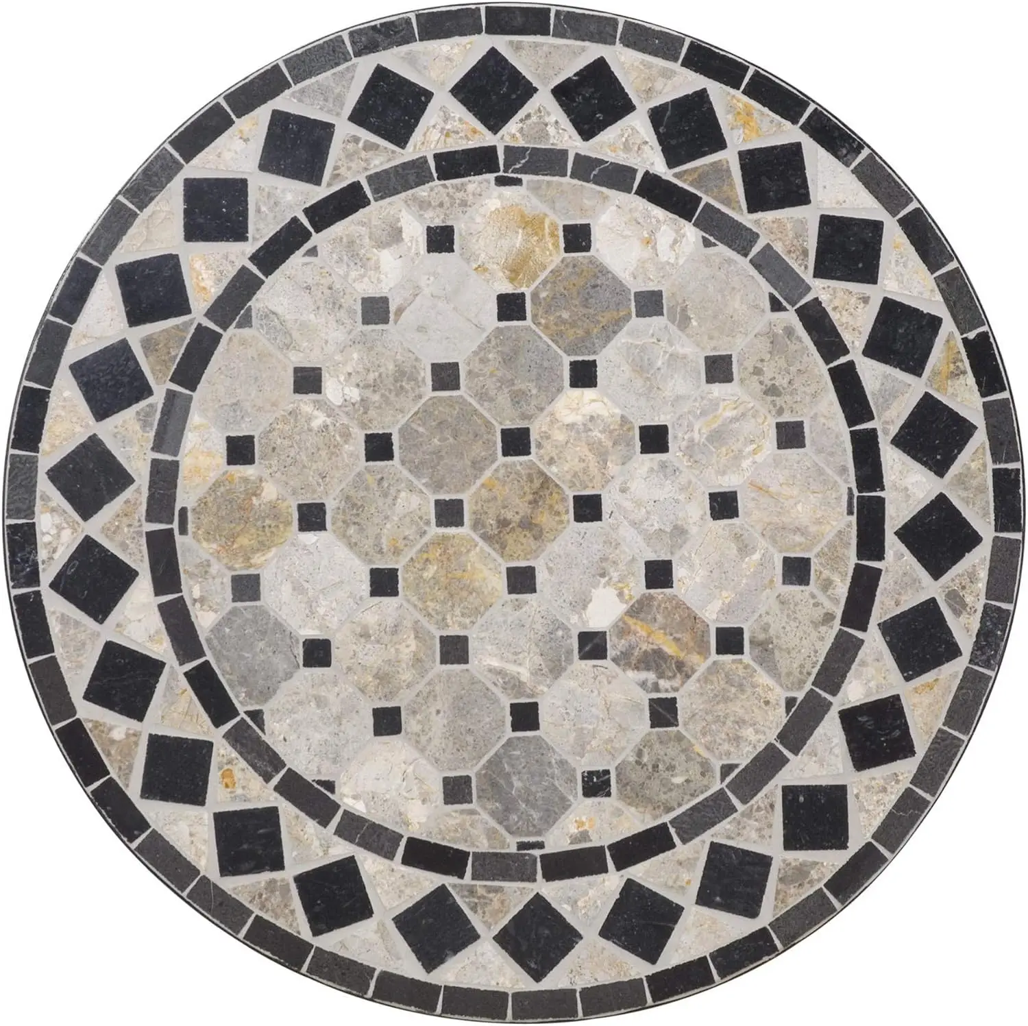 Home Styles Small Outdoor Bistro Table with Marble Tiles Design Table Top Constructed From Powder Coated Steel, Black 5