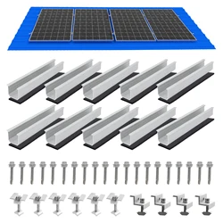 Solar Panel Mounting Kit with Mini Rails, Clamps, and Rubber Pads (For 4pcs PV panels)