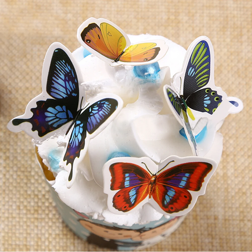 50pcs Butterfly Cake Decoration Card  Wedding Birthday Paper Cupcake Cake Toppers