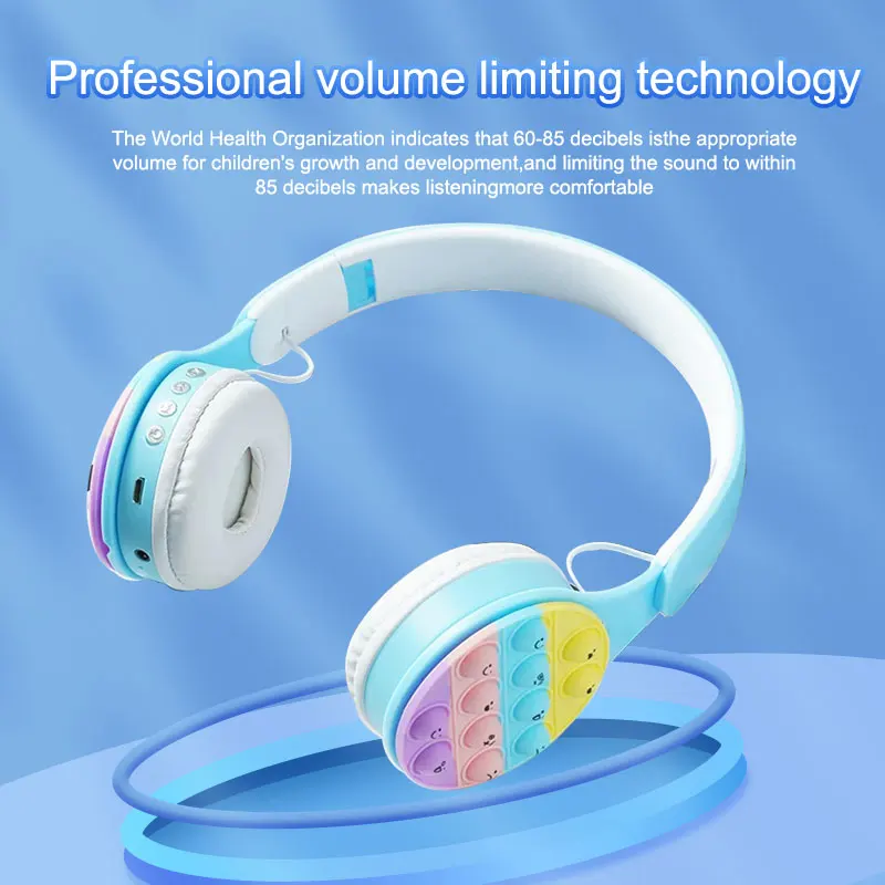 Headworn Rainbow Bubble Wireless Bluetooth S 5.0 Pressure Reducing Cute Foldable With Microphone Card Insertion_voghion.com