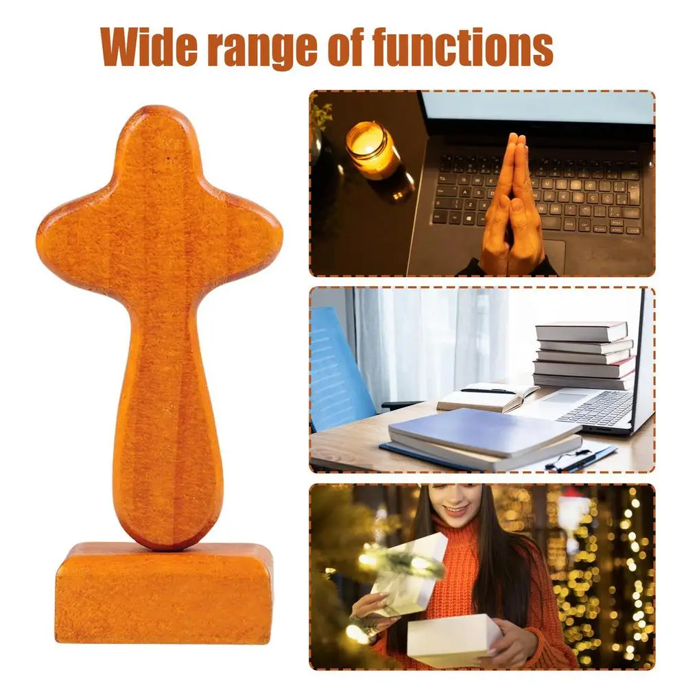 Description Picture 5 of itemTabletop Crosses Wooden Sculpture Decoration Wooden Christian Statue With Magnetic Base Church Home Shelf Tabletop Ornaments