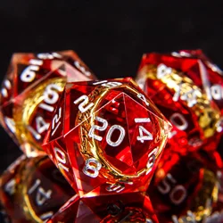 Enchanted Resin Dice Set with Gold Accents for Tabletop Role - Playing Games (Only 3 pcs D20)