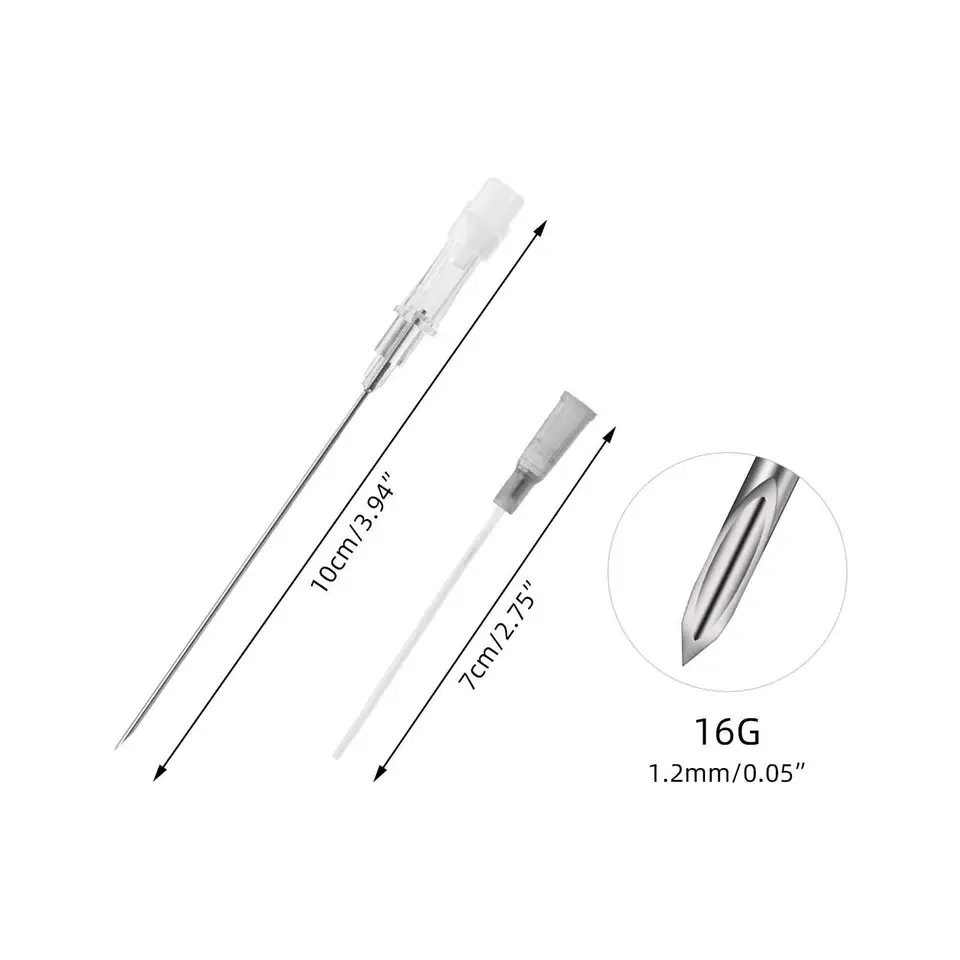 Sterilized I.V. Catheter Cannula Needles For Body Piercing - 22G, 20G, 18G, 16G, 14G Sizes (2pc)