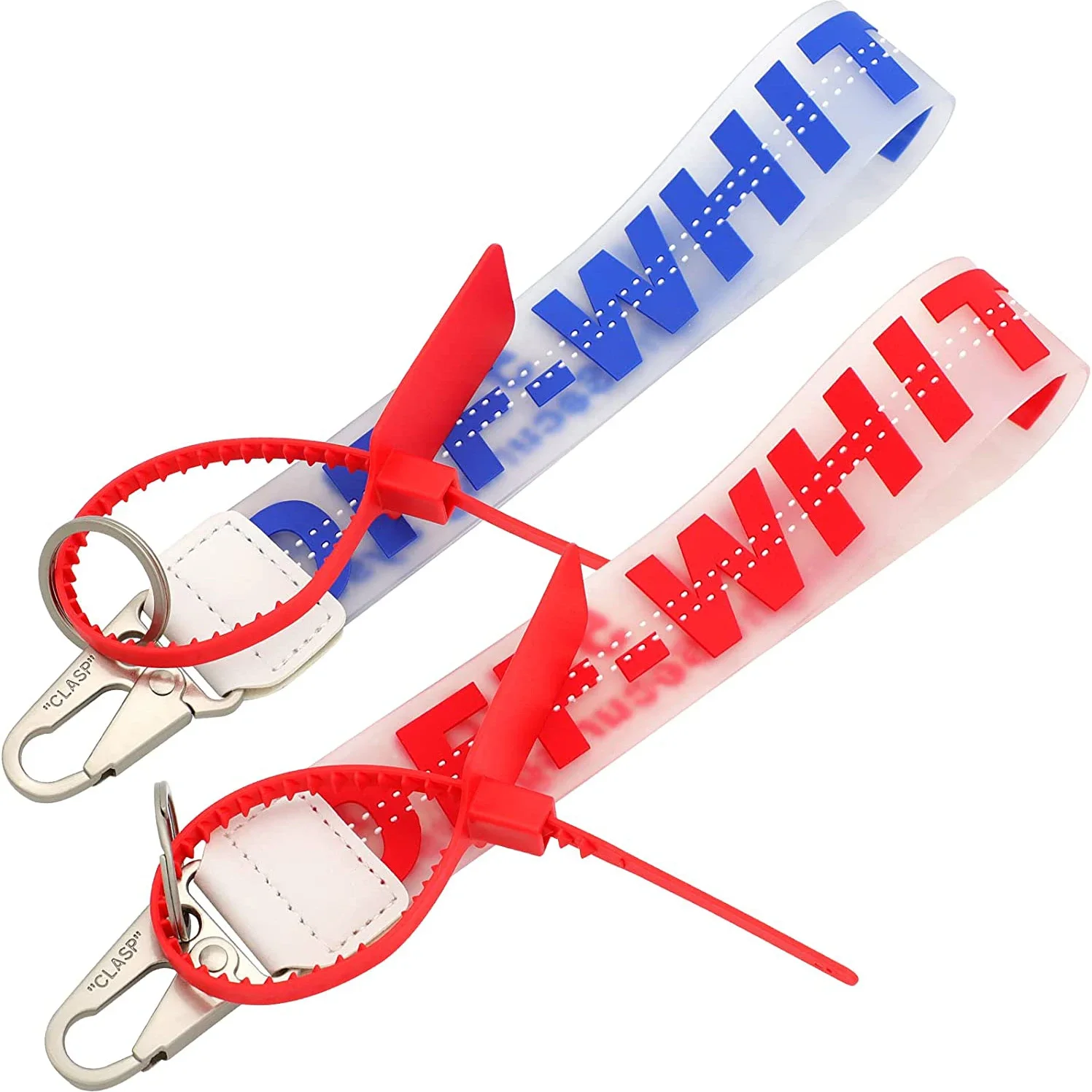 

2023 OFF Red and White Color Keychain Fashion Silicone Wrist Band Keychains with Wrist Lanyard Keyring for Car Key Accessories