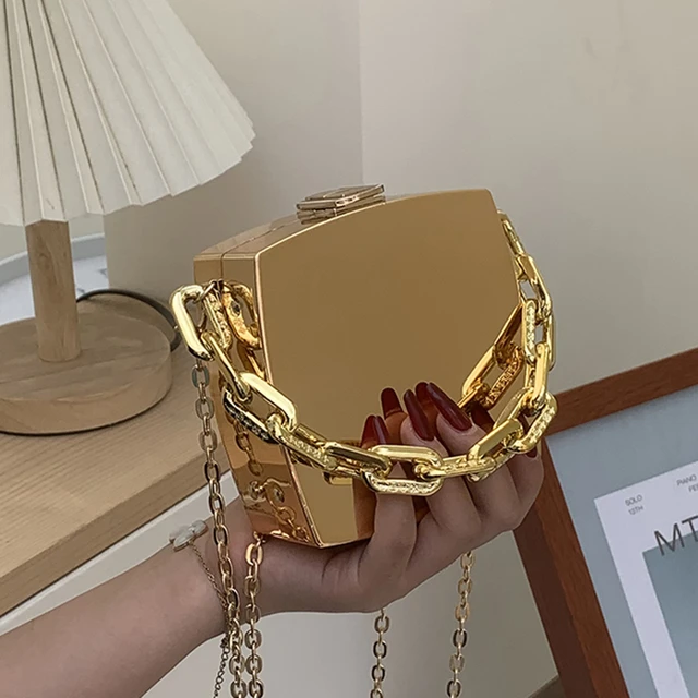 2022 Luxury Silver Gold Box Bags Party Suitcase Evening Clutch Chain  Crossbody Bag Handbag And Purse Female Mini Shoulder Bags