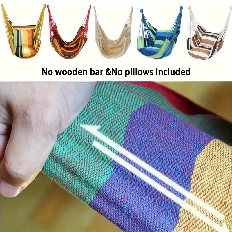 1pc Handwoven Hammock Chair Swing, Fabric Hanging Chair for Indoor and Outdoor Use Sturdy and Comfortable 5