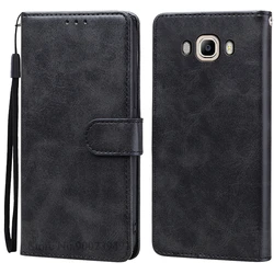 Luxury Leather Flip Phone Case - Elegant Protective Cover - Samsung J7 2016 (Black)