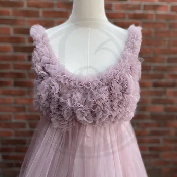 Don&Judy Luxury Pregnant Bridal Maternity Gown Fluffy Cloud Tulle Long Train Wedding Party Maxi Dress Light Purple 2022 2