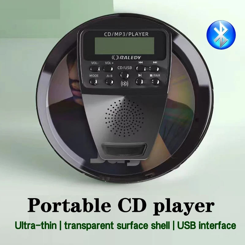 Portable CD Walkman with Bluetooth Speaker Ultra-thin CD Player Student English USB Flash Disk Repeat Speaker MP3 USB portable cd player