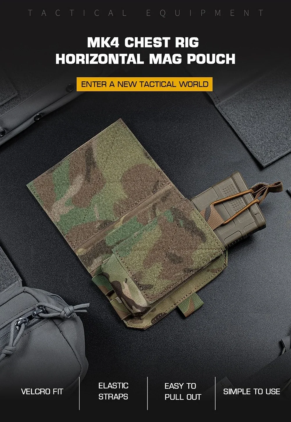 

Tactical Single Magazine Pouch Horizontal Utility Pack Radio Pouch MAG Insert Flap Cover For MK2 MK3 MK4 Tactical Chest Rig Vest