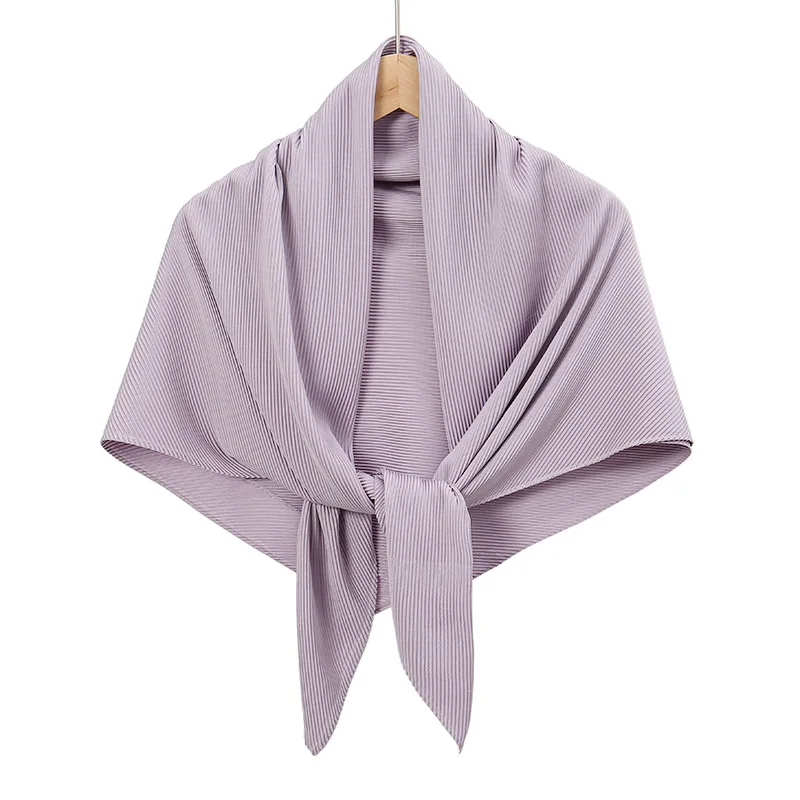 28 Colors Plain Crinkle Square Bubble Silk Pleated Hijab Women's Head Shawl Scarf Muslim Wrinkle Kerchief Solid Ramadan Stole 5