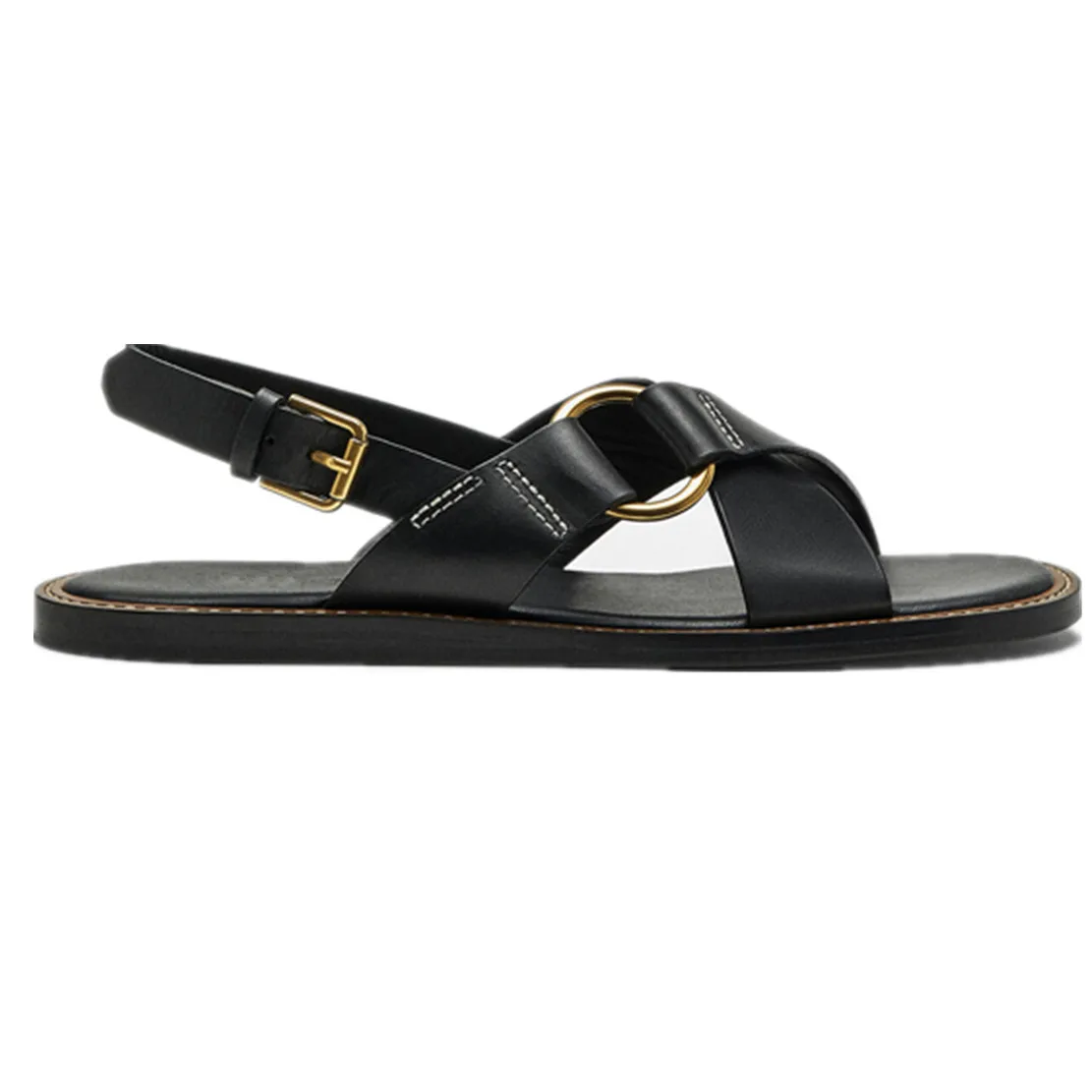 Maxdutti French Girls Vintage Roma Sandals Women Buckle Fashion Casual Flat Genuine Leather Sandals Women