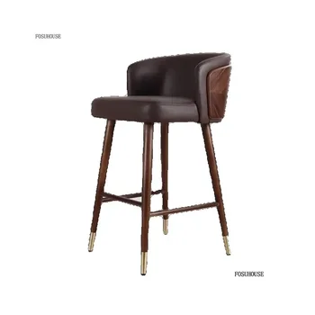 Modern Minimalist Design Bar Chair Leisure Kitchen Home Nordic Solid Wood Chairs for Bar Furniture Household High Bar Stools u 1