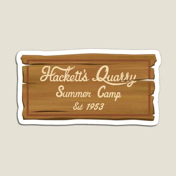 

Wooden Hackett Is Quarry Summer Camp Sign Magnet Colorful Funny Toy Baby Decor Cute for Fridge Organizer Children Stickers