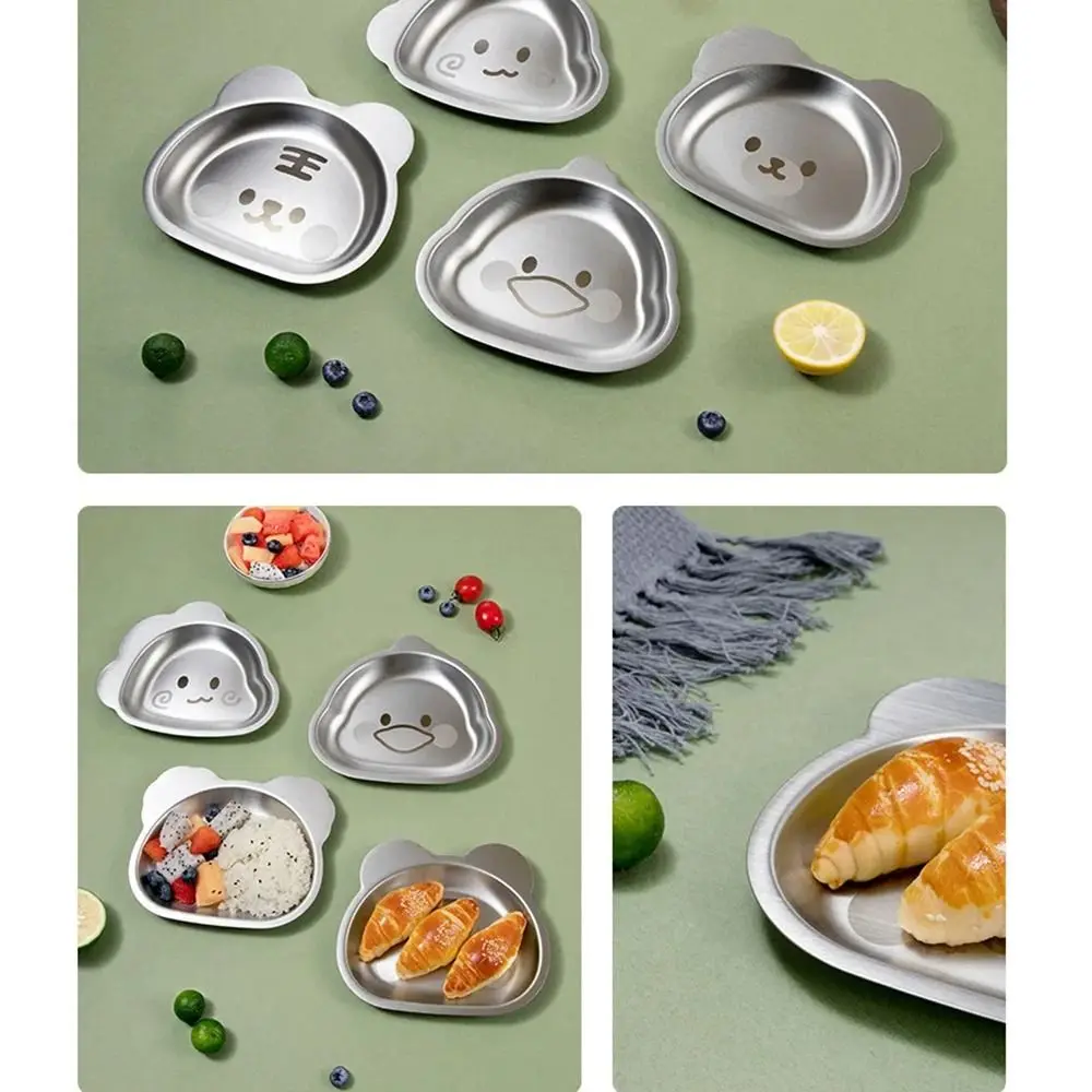 Anti Scalding Cartoon Dinner Plate Anti-slip Flat Bottom Cute Baby Food Bowl Heat-resistant Food Grade Child Feeding Tray