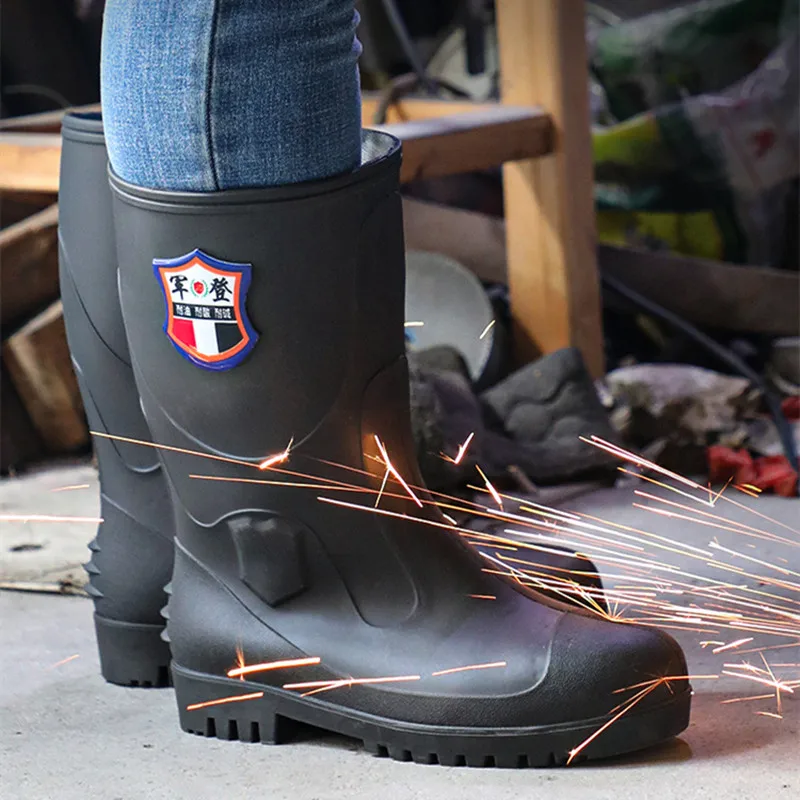 Labor Protection Rain Boots Steel Head and Bottom Anti-smashing, Anti-stab, Medium-tube, High-tube, Fishing, Rescue, Fire Shoes