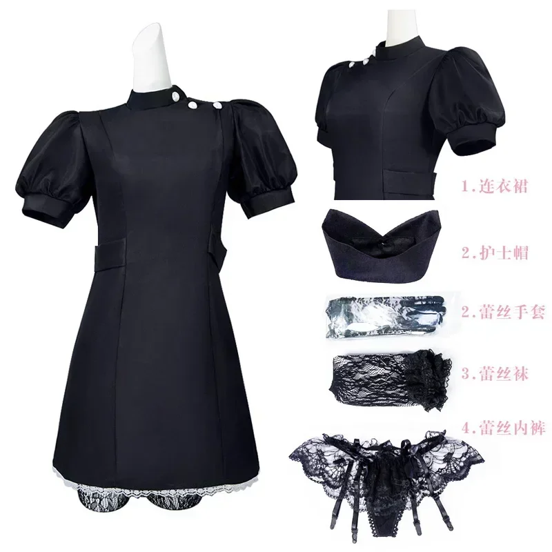 

Aboutcos My Dress-Up Darling Marin Kitagawa Cosplay Costume Nurse Uniform Kuroe Shizuku Black White Nurse Dress Set Anime Suit