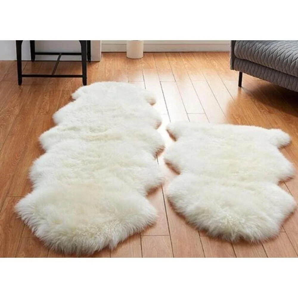 Tappeto in pura lana australiana, divano in lana per camera da letto, finestra in stile europeo, tappeto da comodino, pelle di pecora integrata in pelliccia_voghion.com
