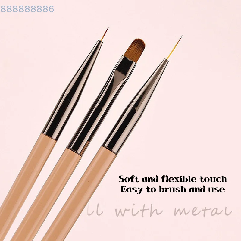 듀얼 엔드 네일 아트 디자인 페인팅 도구 3종 매니큐어 브러쉬 듀얼 유즈 젤 그라데이션 브러쉬 초슬림 라인 드로잉 펜