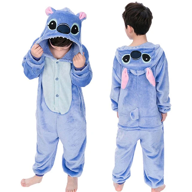 Kids Stitch Cosplay Costumes Jumpsuit Kigurumi Pajamas Stitch Cute Child Hooded Sleepwear Halloween Boys Girls Clothes _ - AliExpress