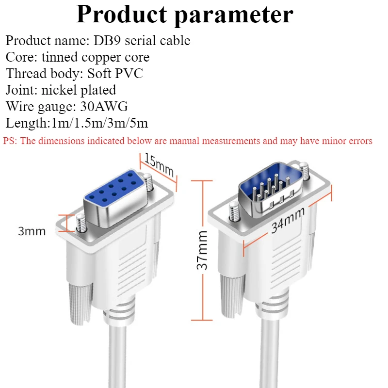 RIIEYOCA 90 graden DB9 RS232 seriële kabel, naar benedenhoek DB9 mannelijke naar vrouwelijke adapterkabel voor gegevenscommunicatie 0,5M (D