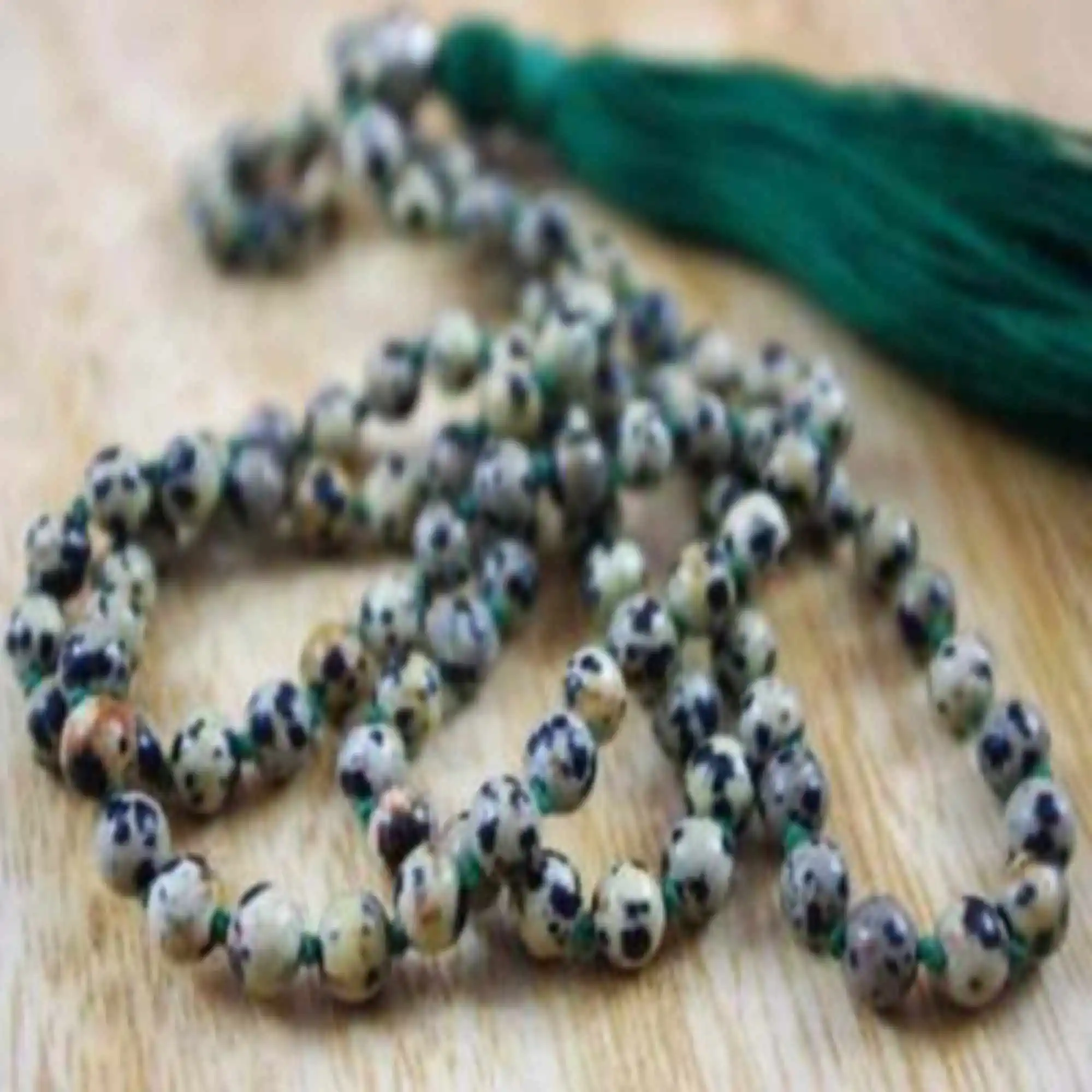 

6mm Natural 108 knot piebald stone beads tassels necklace Lariat Choker Spiritual Seekers Stone Yoga MalaMeditation Prayer