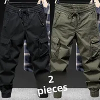 Men's Casual Cotton Work Trousers Spring Summer Loose Fit Cargo Pants Wear Resistant Multi ket Leisure Long Pants